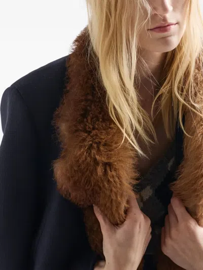 Prada Single-breasted Jacket In Straw In Black