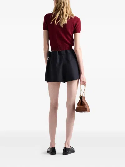 Prada Short Sleeve Cashmere Sweater In Red