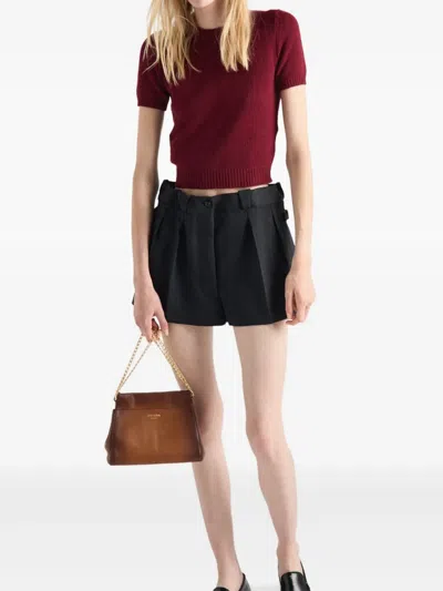 Prada Short Sleeve Cashmere Sweater In Red