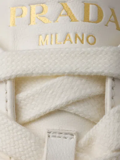 Prada Downtown Bold Nappa Leather And Suede Sneakers In Brown