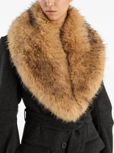 Rotate Birger Christensen Single-breasted Faux-fur Collar Coat In Black