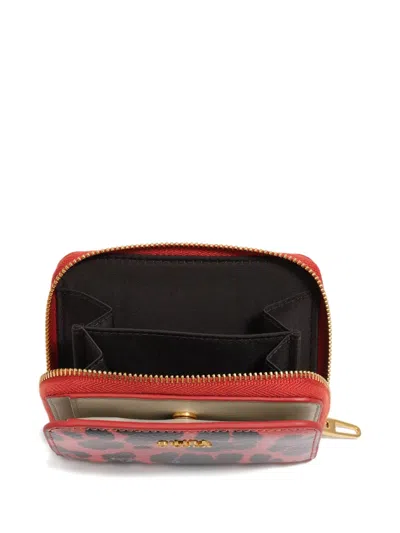 Bimba Y Lola Leopard-print Zip Wallet In Red