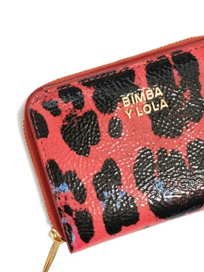 Bimba Y Lola Leopard-print Zip Wallet In Red