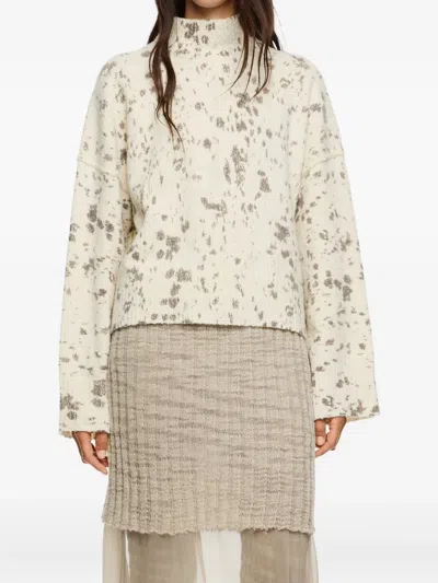 Bimba Y Lola High-neck Speckled Sweater In White