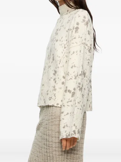 Bimba Y Lola High-neck Speckled Sweater In White