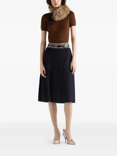 Prada Short Sleeve Cashmere Sweater In Brown