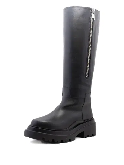 拉链细节厚底靴