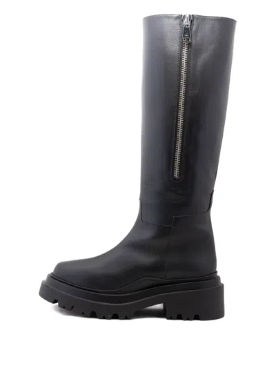 拉链细节厚底靴