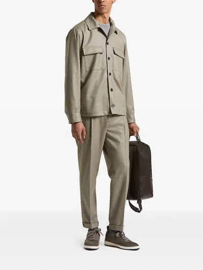 Peserico Double-pocket Button-front Jacket In Neutral