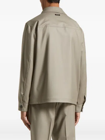 Peserico Double-pocket Button-front Jacket In Neutral