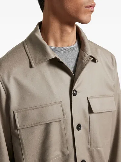 Peserico Double-pocket Button-front Jacket In Neutral