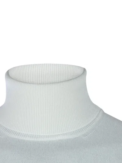 Malo Turtleneck Sweater With Ribbed Cuffs And Hem In White
