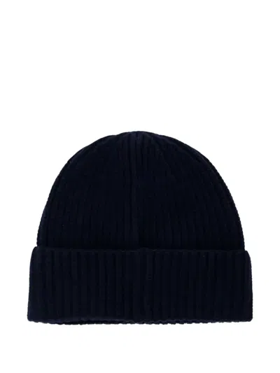 Stone Island Light Wool Knitted Beanie With Compass Patch Accessories In Black