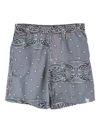 The World Is Yours Paisley-print Swim Shorts In Gray
