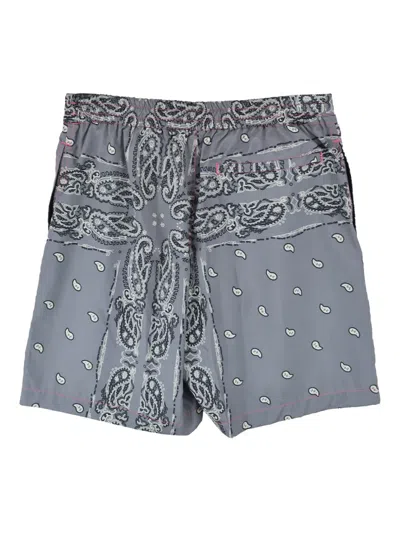 The World Is Yours Paisley-print Swim Shorts In Gray