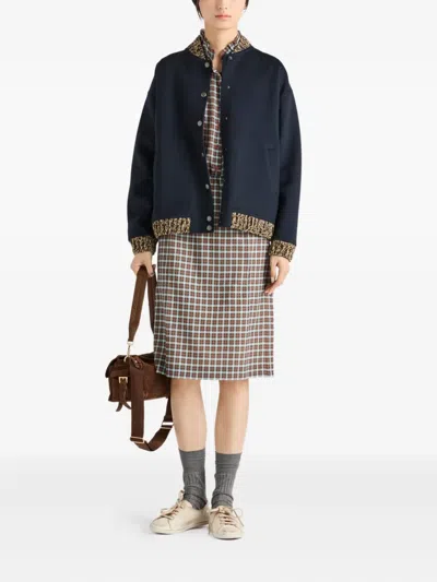 Prada Double Cashmere And Wool Bomber Jacket In Blue