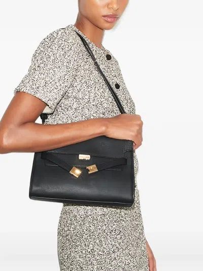 Tory Burch Lee Radziwill Pebble-leather Flap Shoulder Bag In Black