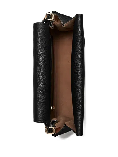 Tory Burch Lee Radziwill Pebble-leather Flap Shoulder Bag In Black