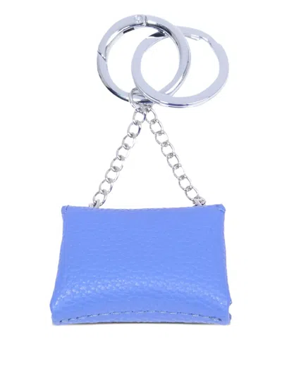 Lancel Ninon Leather Keyring In Blue