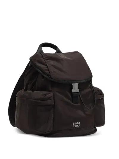 Bimba Y Lola Large Drawstring Buckle Backpack In Brown