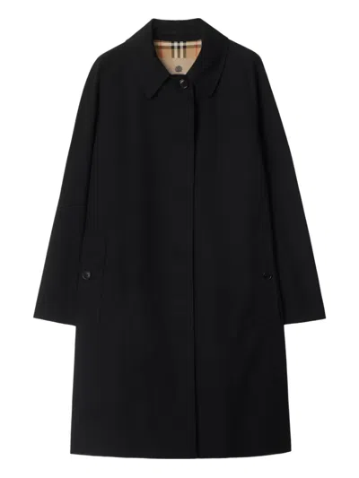 Burberry Gabardine Mid-length Camden Heritage Car Coat In Black