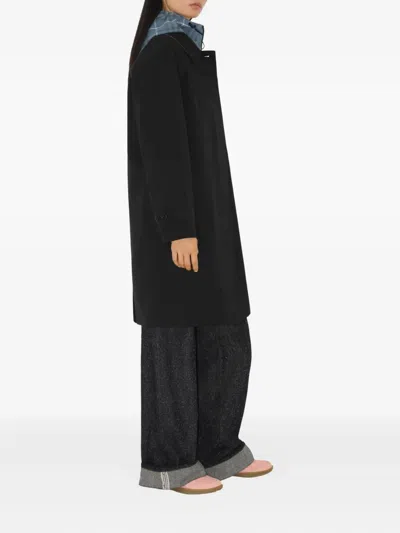 Burberry Gabardine Mid-length Camden Heritage Car Coat In Black