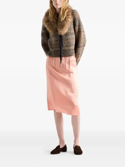 Prada Washed Satin Skirt In Pink