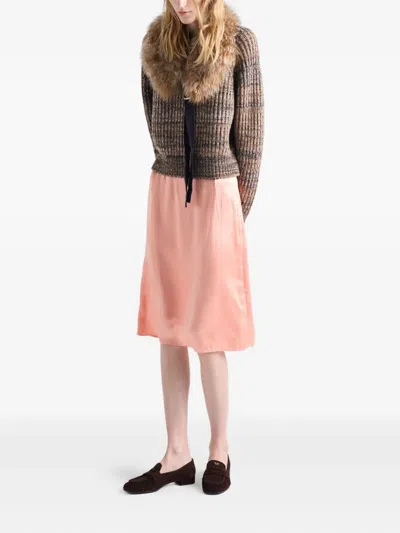 Prada Washed Satin Skirt In Pink