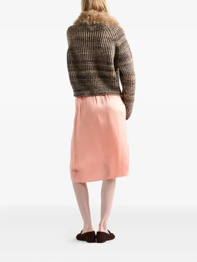 Prada Washed Satin Skirt In Pink
