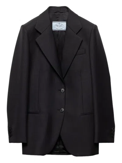 Prada Wool Gabardine Single-breasted Blazer In Black