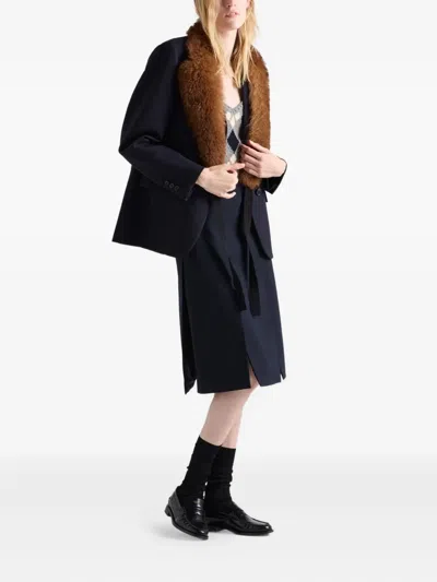 Prada Knee-length Skirt With Multiple Slits And Loops In Blue