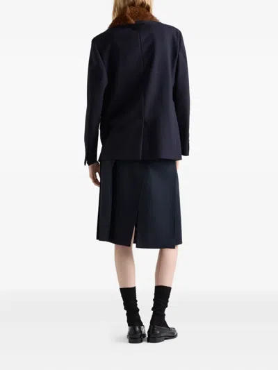 Prada Knee-length Skirt With Multiple Slits And Loops In Blue