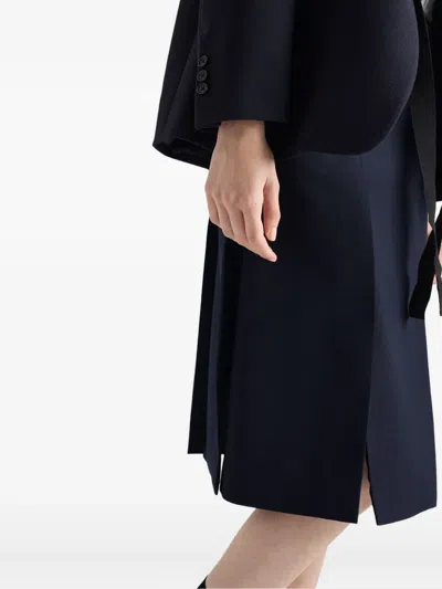 Prada Knee-length Skirt With Multiple Slits And Loops In Blue