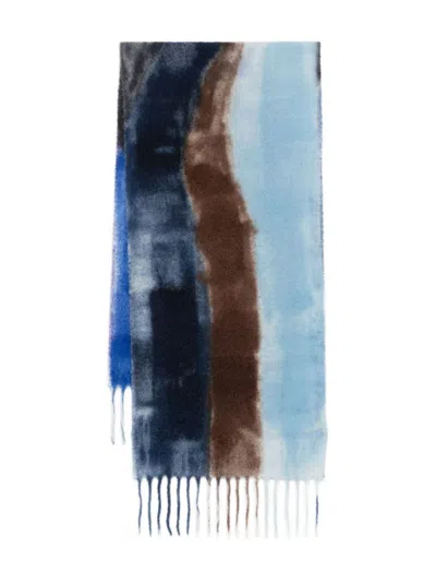 Altea Abstract-print Fringed Scarf In Blue