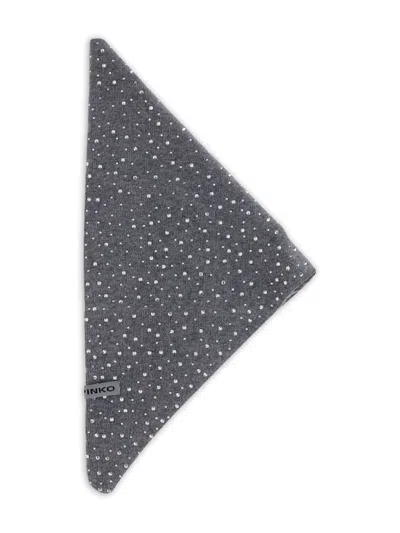 Pinko Svizzera Wool Scarf With Rhinestones In Black
