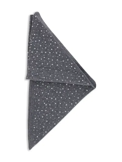 Pinko Svizzera Wool Scarf With Rhinestones In Black