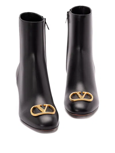 Valentino Leather Signature Vlogo Boots 55 In Multi