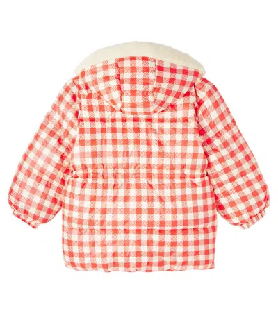 Mini Rodini Gingham Puffer Jacket In Red