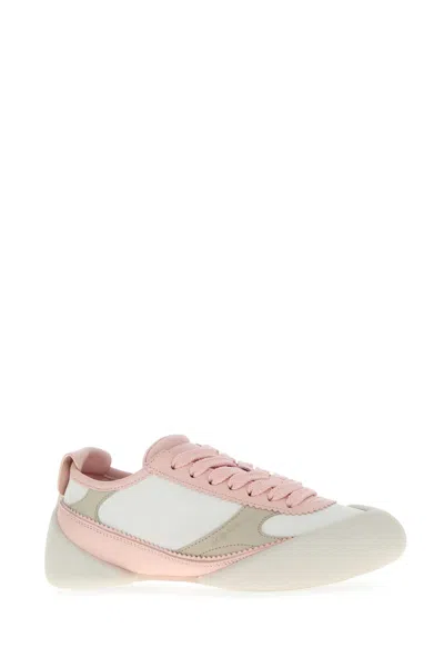 Alexander Mcqueen Leather Sneakers With Contrast Panels And Rubber Sole In Pink