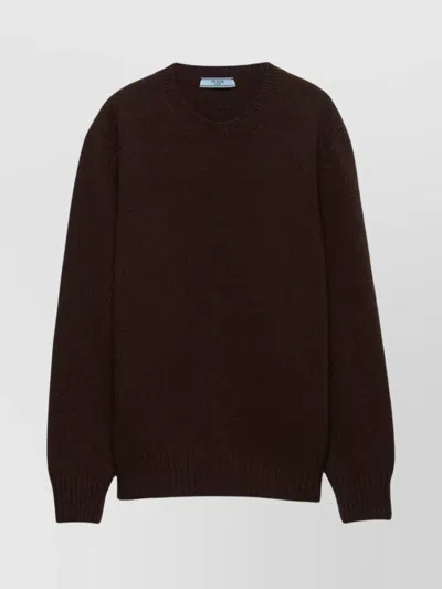 Prada Wool And Cashmere Crew-neck Sweater Clothing In Brown
