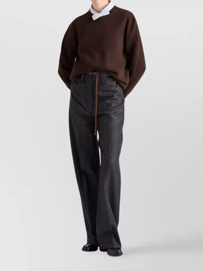 Prada Wool And Cashmere Crew-neck Sweater Clothing In Brown