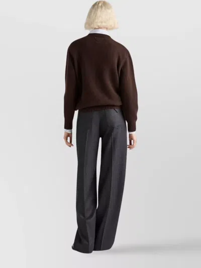 Prada Wool And Cashmere Crew-neck Sweater Clothing In Brown