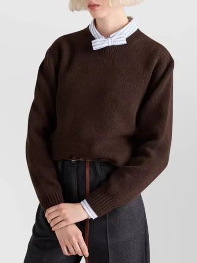 Prada Wool And Cashmere Crew-neck Sweater Clothing In Brown