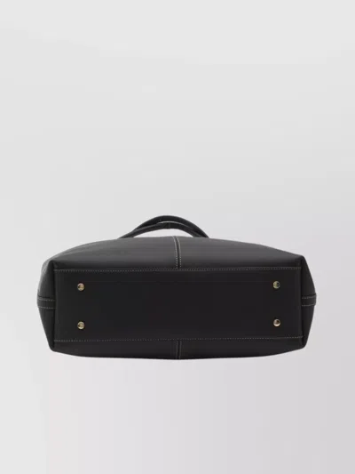 Tod's Medium Bag Shopping Contrast Stitching In Black