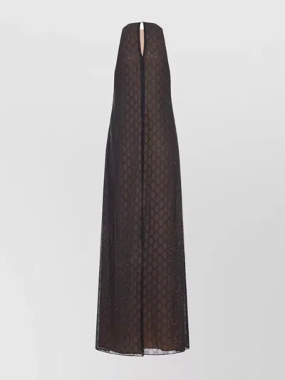Gucci Long Silk Dress Featuring Keyhole Back In Brown