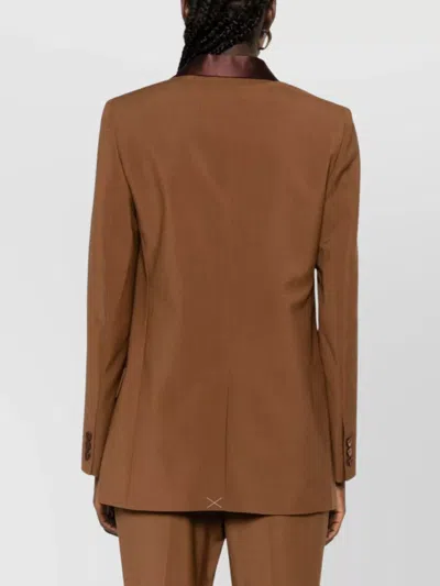 Fendi Wool Single-breasted Jacket Featuring Flap Pockets In Brown
