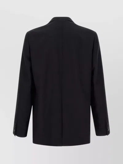 Dries Van Noten Double Breasted Wool Jacket With Notched Lapels In Black