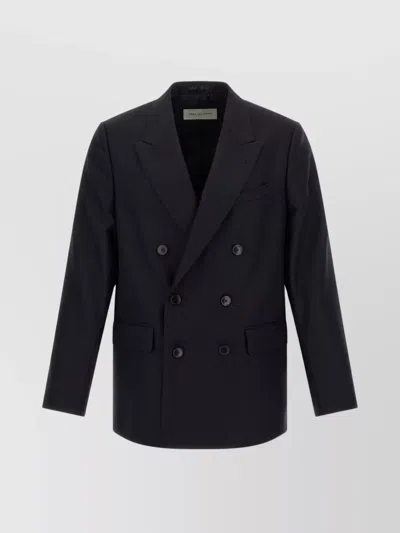 Dries Van Noten Double Breasted Wool Jacket With Notched Lapels In Black