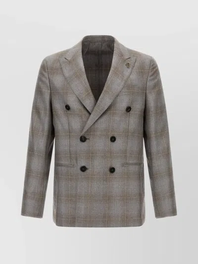 Pal Zileri Double-breasted Blazer Featuring Notch Lapel In Gray