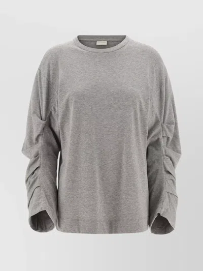 Dries Van Noten T-shirt With Pleated Sleeves Heynas In Gray